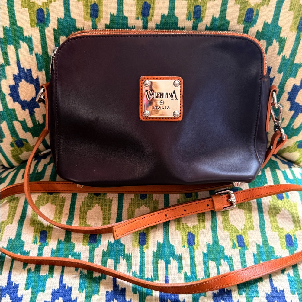 VALENTINA ITALIA Womens Crossbody  Bag Dark Burgundy Leather MADE IN ITALY